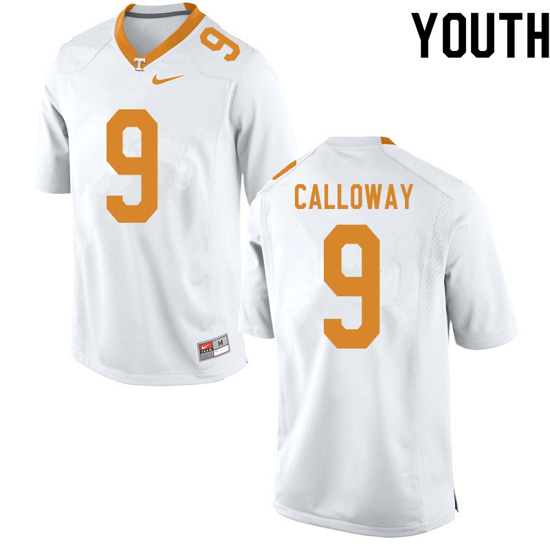 Youth #9 Jimmy Calloway Tennessee Volunteers College Football Jerseys Sale-White
